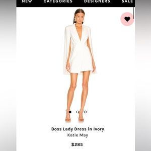 Revolve Boss Lady Dress in Ivory White Cape Dress